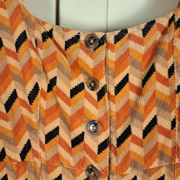 Urban Outfitters Women's Fall Chevron Stripe Corduroy Bib Overalls Sz Large-Flaw - Picture 3 of 16